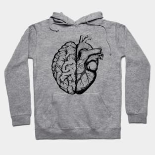 Half brain half heart, brain or heart and feeling, human heart and brain in black Hoodie